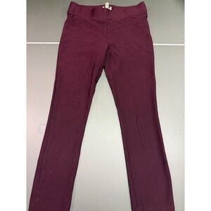 ECI New York Womens Medium Burgundy Pull On Ankle Slit Ponte Pants Maroon Office